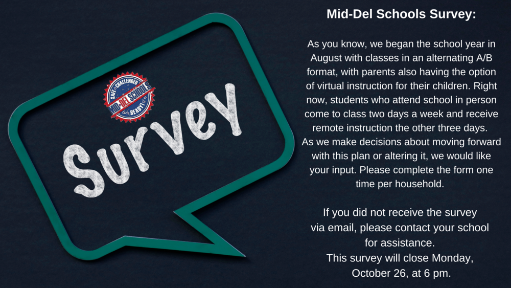 Mid-Del Schools Survey - Deadline October 26, 2020 at 6pm