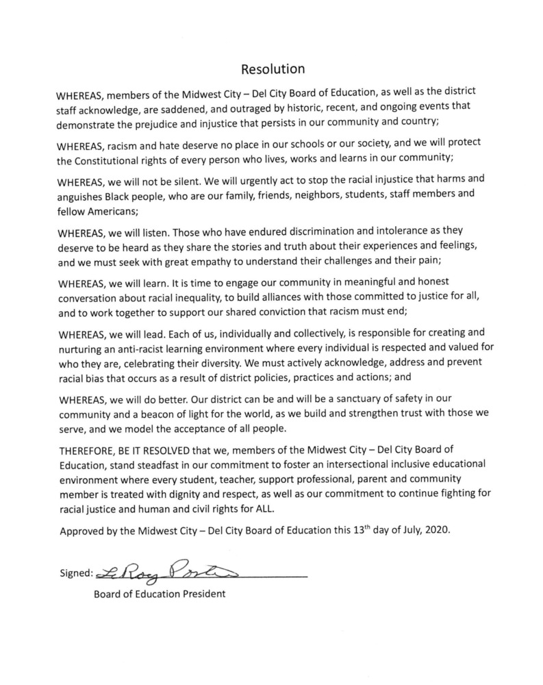 Board of Education Creates Equity Resolution for District