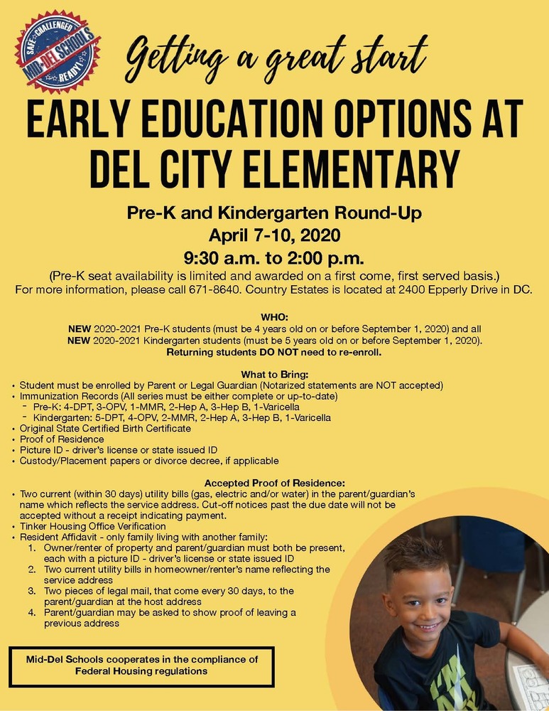 2020-2021 Pre-K/Kindergarten Enrollment Round-Up Information