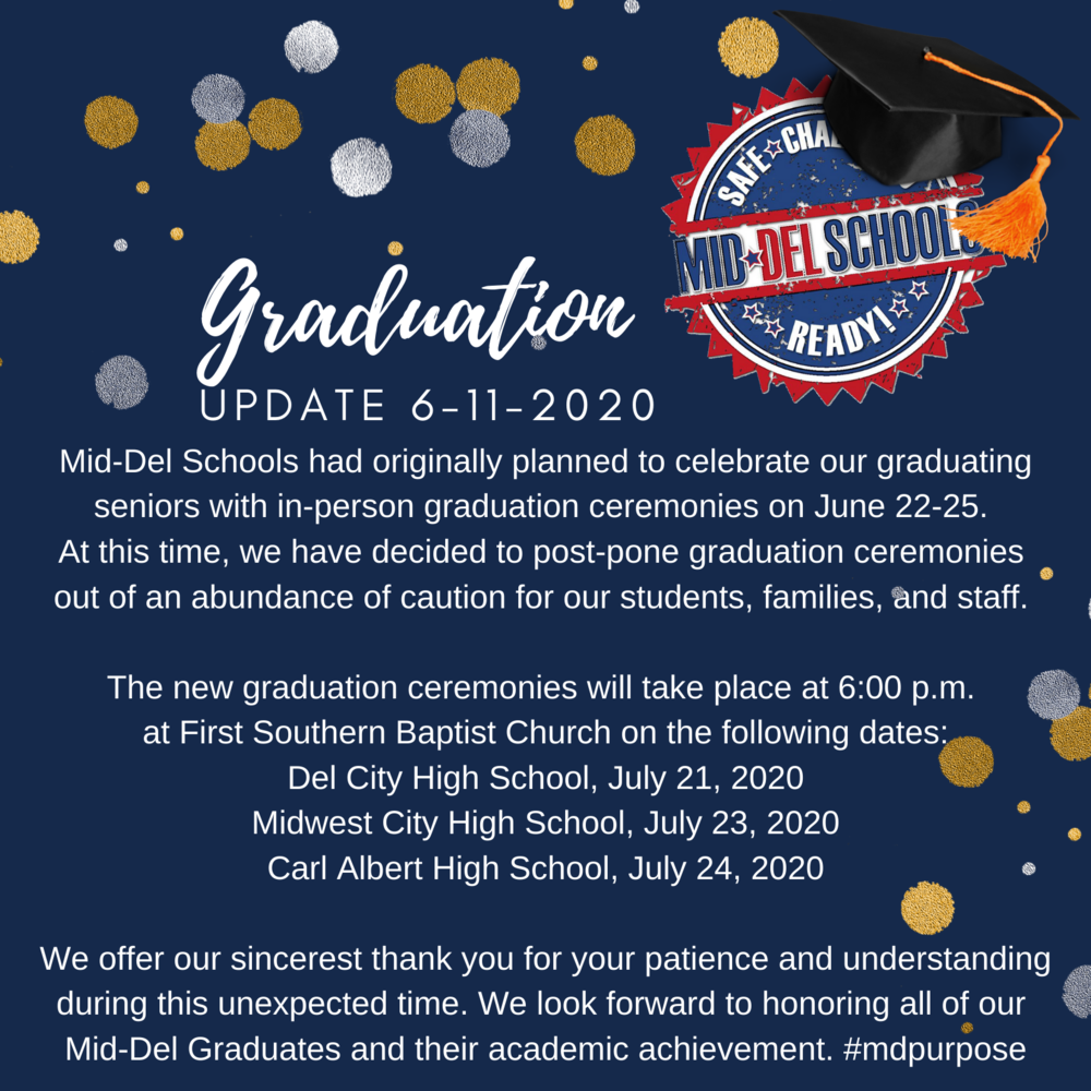 Graduation Ceremonies Have Been Moved to July 2020 Midwest City High