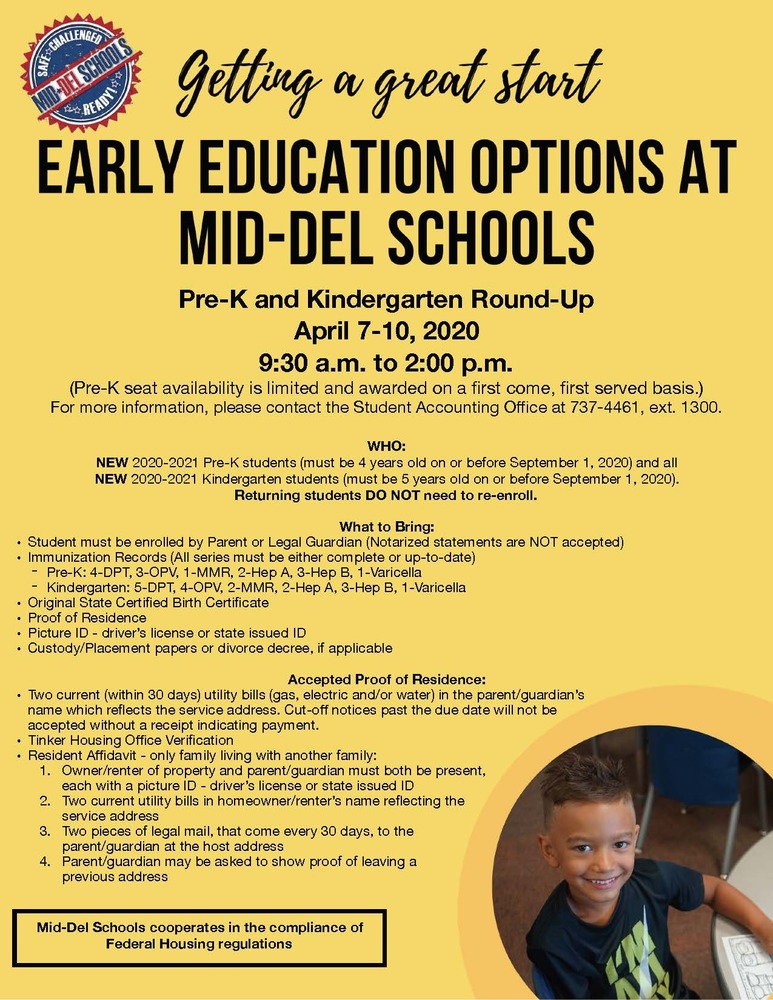 2020-2021 Pre-K/Kindergarten Enrollment Round-Up Information
