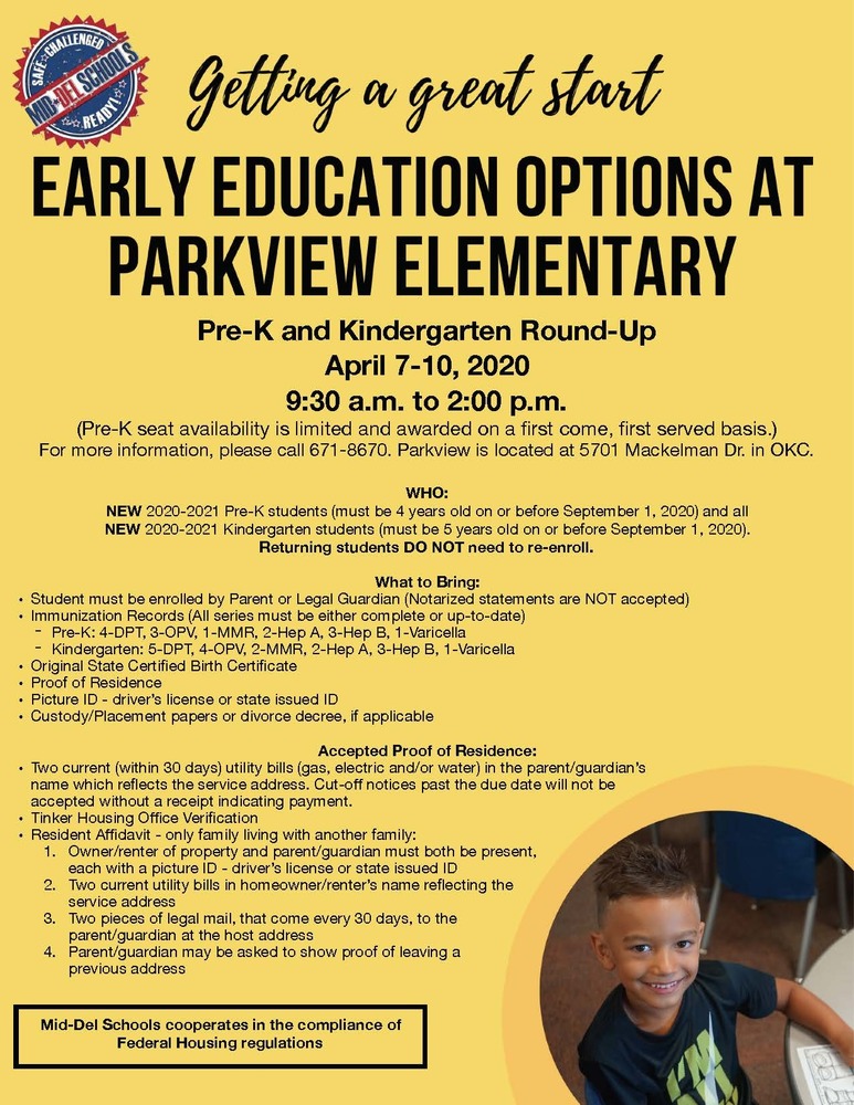 2020-2021 Pre-K/Kindergarten Enrollment Round-Up Information