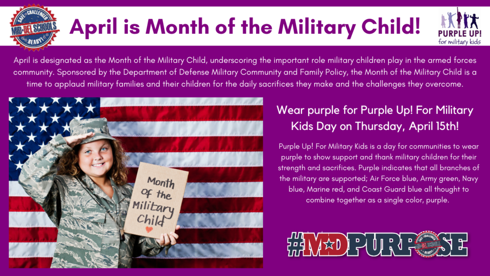 April is the Month of the Military Child - Purple Up April 15th