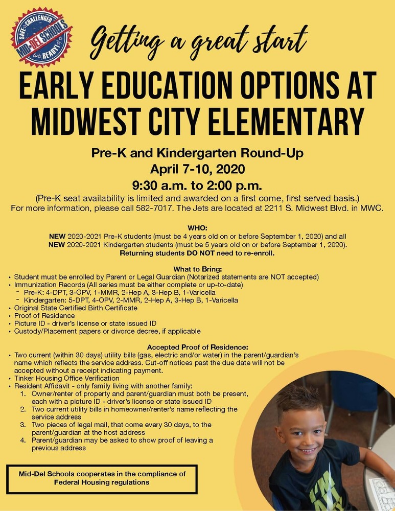 21 Pre K Kindergarten Enrollment Round Up Information Midwest City Elementary School