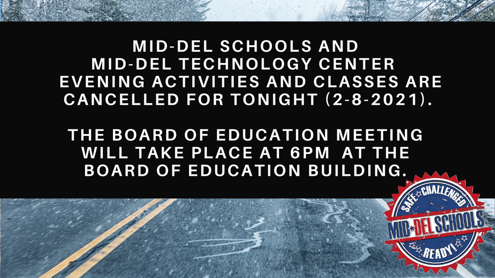 Evening Activities and Classes are Cancelled for Tonight (2-8-2021)