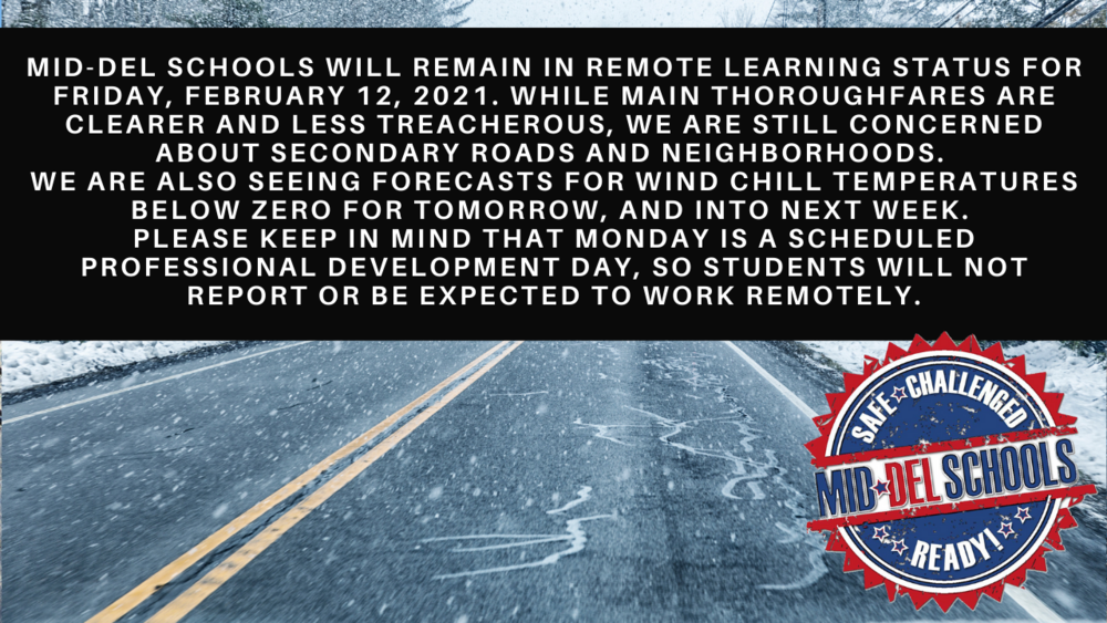 Remote Learning Day for ALL In-Person Students February 12, 2021