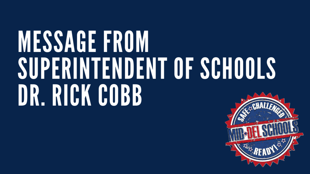 Message from Superintendent Cobb