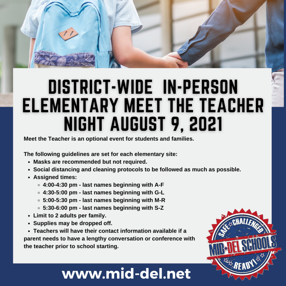 District-Wide Meet the Teacher Night August 9