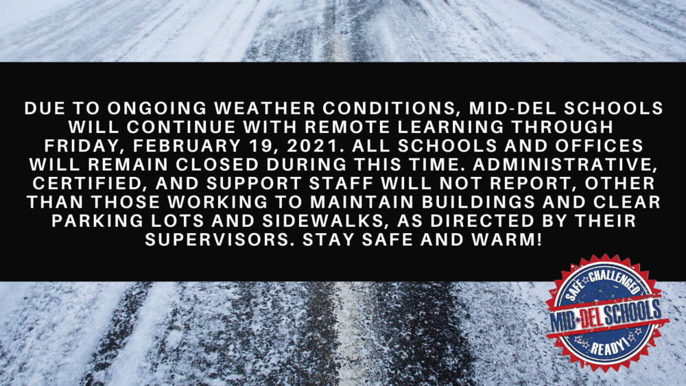 Remote Learning Through Friday, February 19, 2021