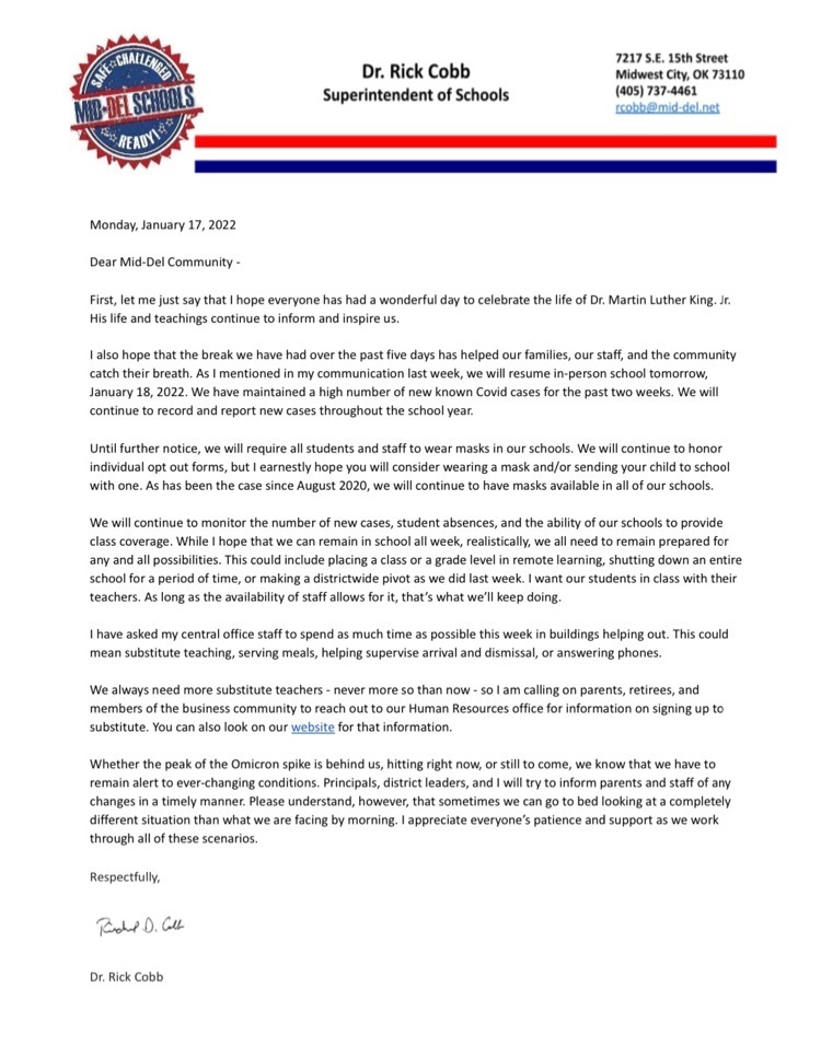 Letter from Dr. Cobb