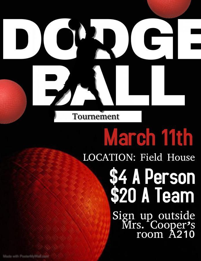 Dodgeball tonight. 5-7pm. $2