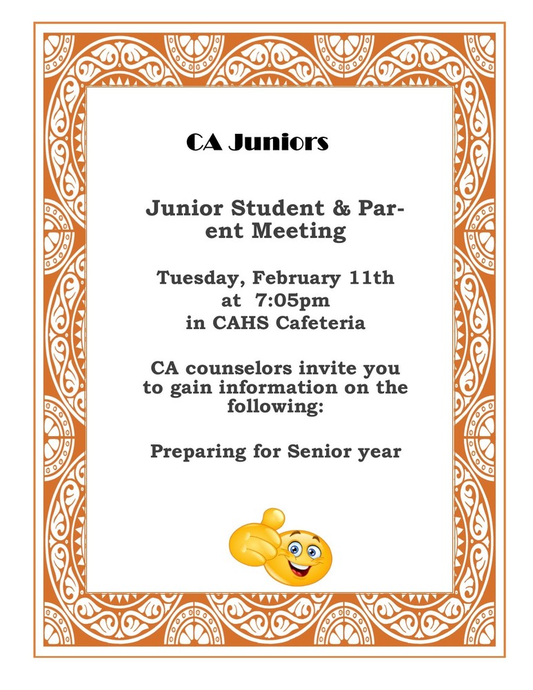 Current Juniors and Parents - Important Meeting