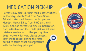 Medication Pick-Up March 23rd from 9AM-12PM