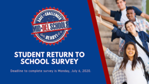 Student Return to School Survey: Deadline is July 6