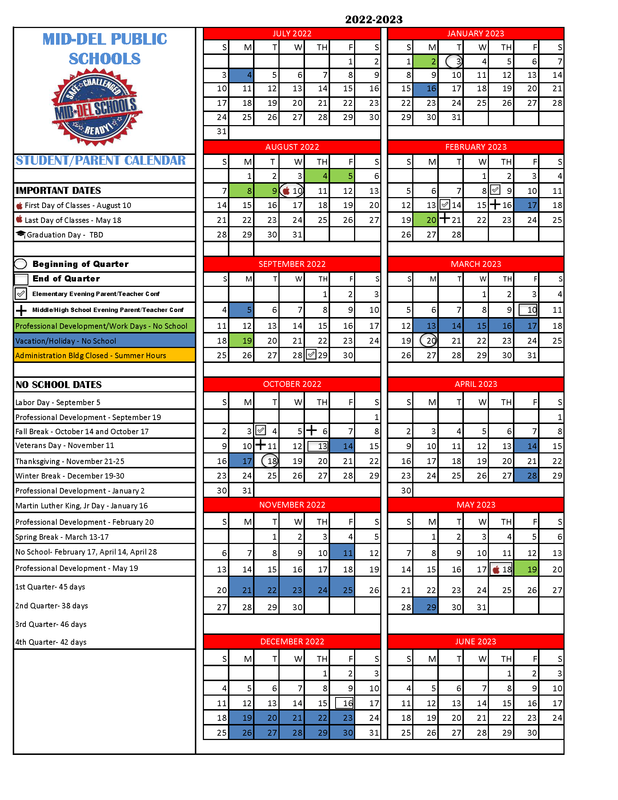 2022 2023 District Calendar Parkview Elementary School