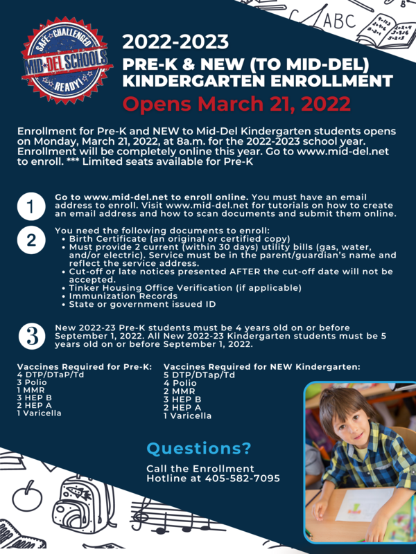 20222023 PreK and New Kindergarten Enrollment Opens March 21, 2022