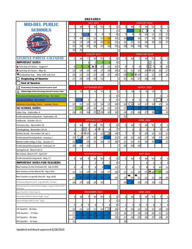 Changes to the 2023-2024 School Calendar | Parkview Elementary School Changes to the 2023-2024 School Calendar | Parkview Elementary School