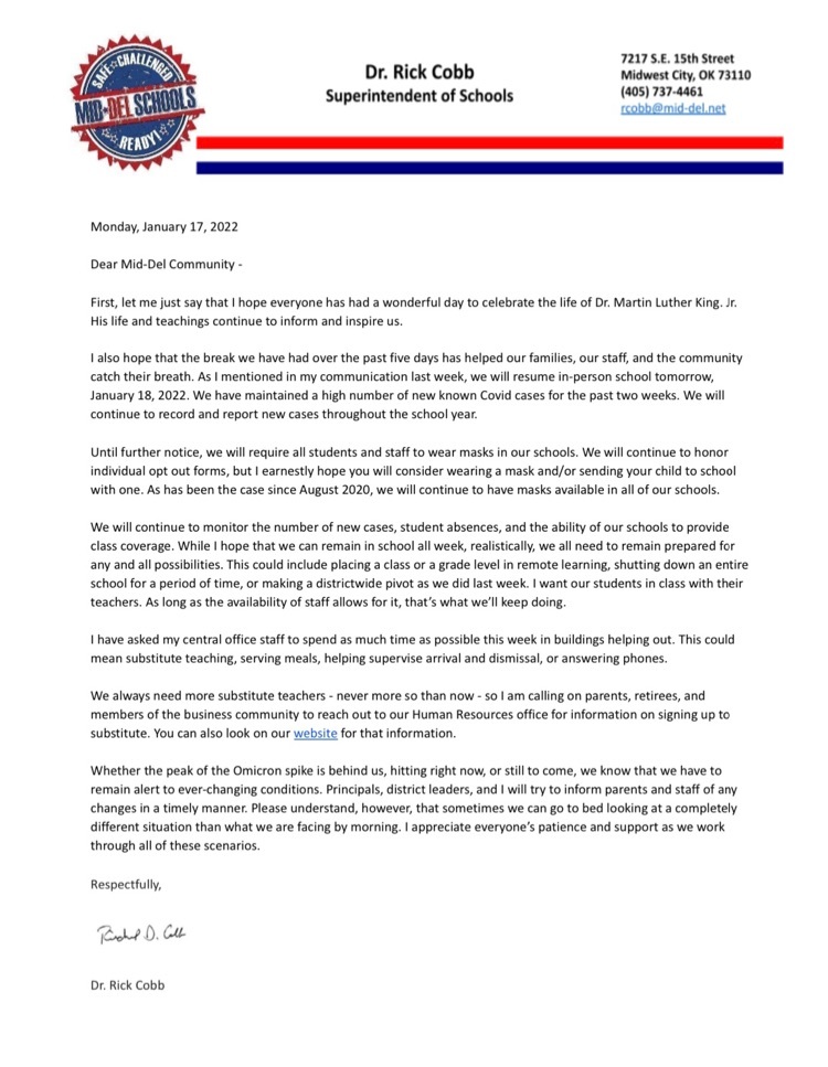 letter from Dr. Cobb 
